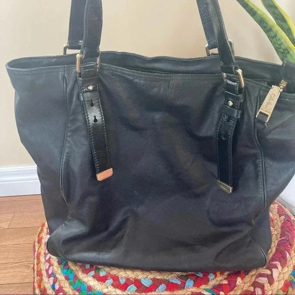 Cole Haan  black leather tote shoulder bag - Picture 2 of 7
